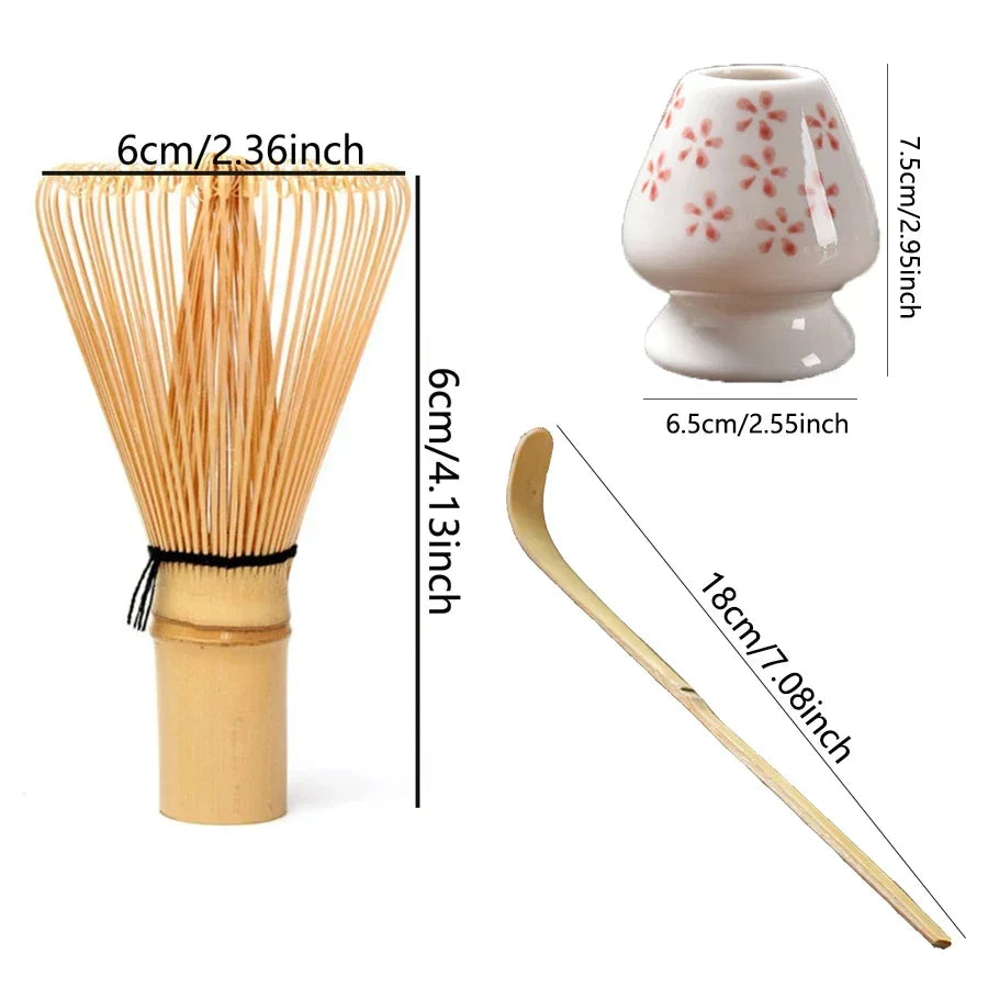 Tea Brush Matcha Stirring Brush Tea Brush Stand Japanese Tea Ordering Tools 3Pcs Tea Spoon Tea Holder 3Pcs/Set