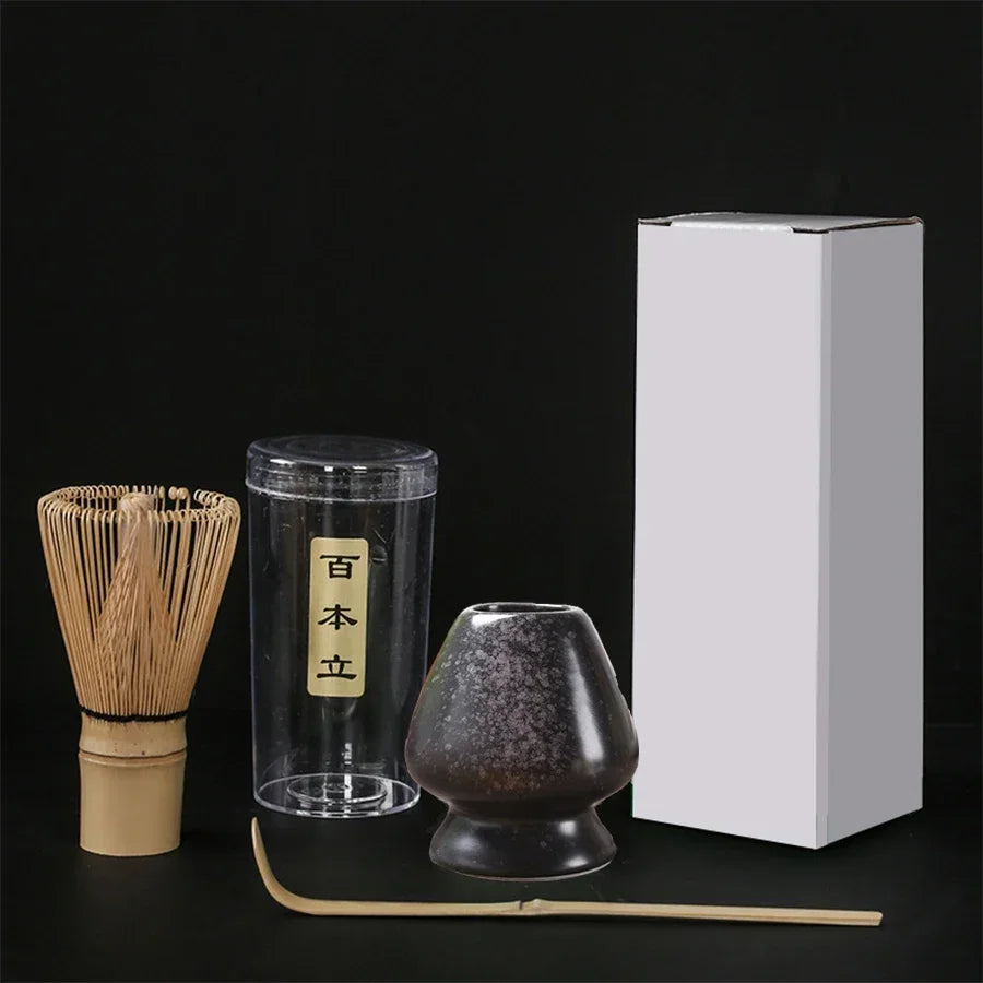 Tea Brush Matcha Stirring Brush Tea Brush Stand Japanese Tea Ordering Tools 3Pcs Tea Spoon Tea Holder 3Pcs/Set