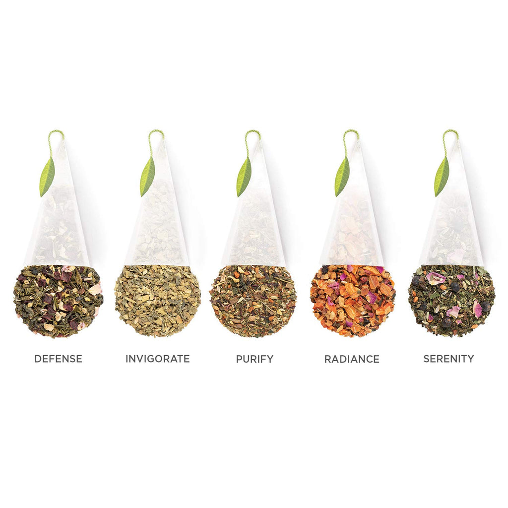 Premium Presentation Box Gift Set Sampler, 20 Count, Assorted Blends Individually Wrapped Handcrafted Pyramid Infuser Bags, Wellbeing Tea