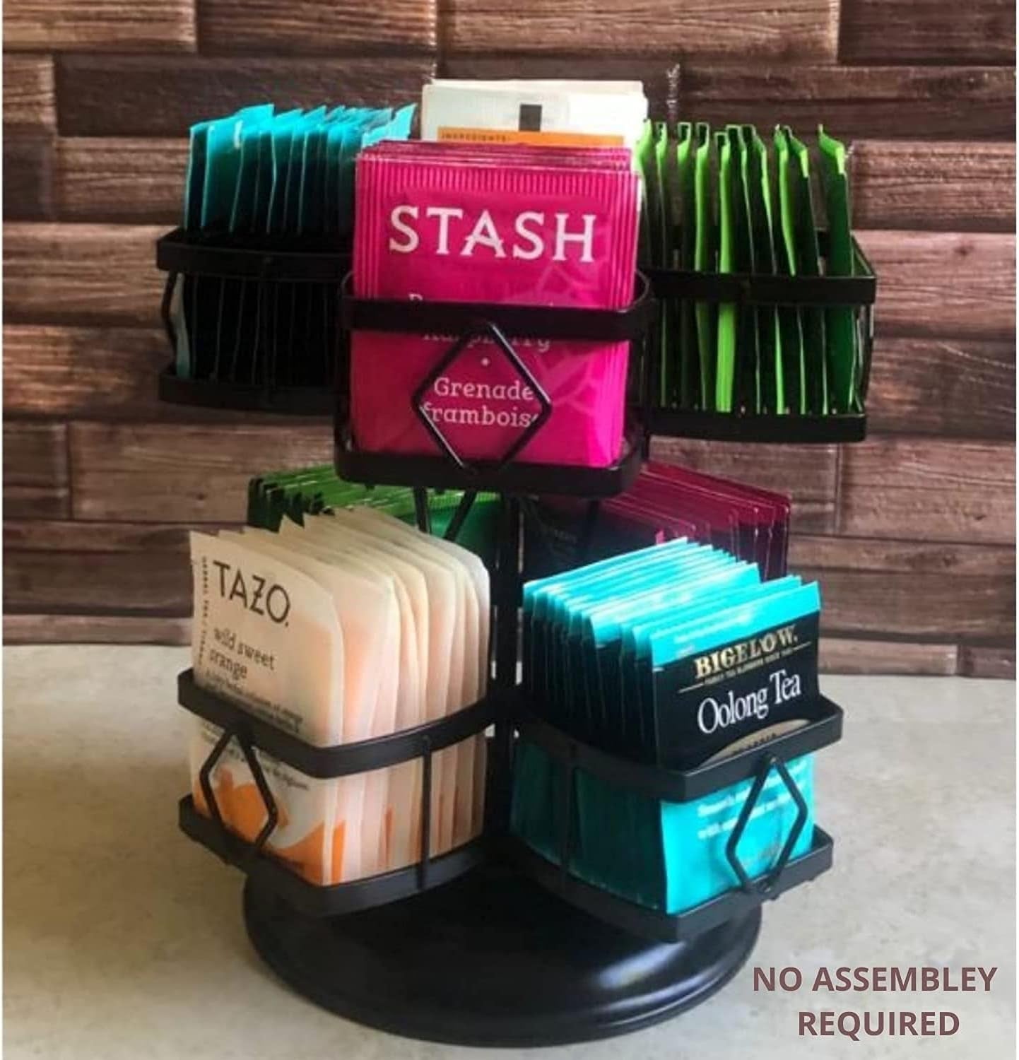 Tea Bag Organizer 360˚ Spinning Carousel Organizer - Holds up to 100 Tea Bags - Tea Storage Organizer - Lazy Susan - Tea Accessories for Tea Lovers - Tea Container for Tea Bags - Tea Bags Not Included