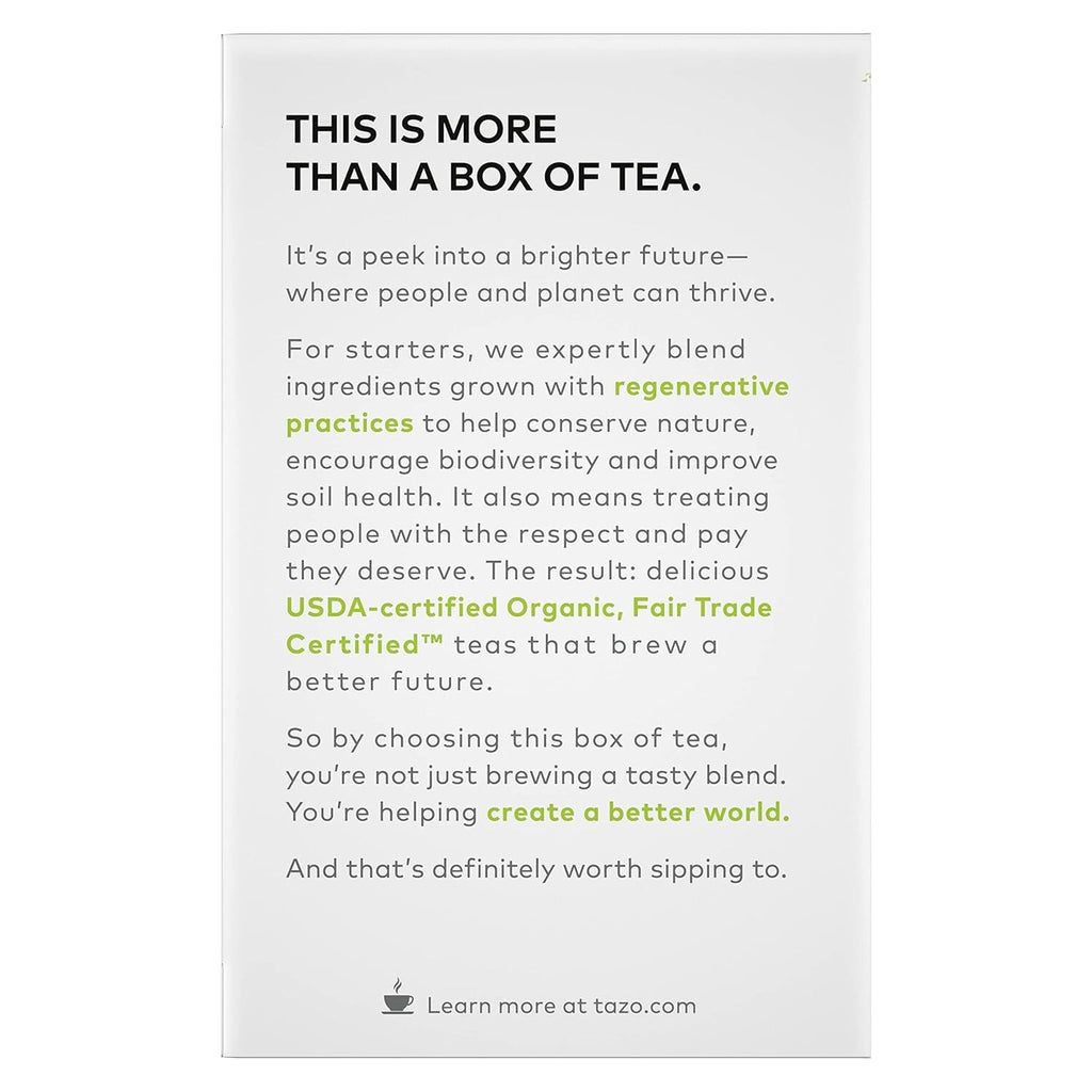 Tea Bags Green Tea Regenerative Organic Zen Tea 16 Count
