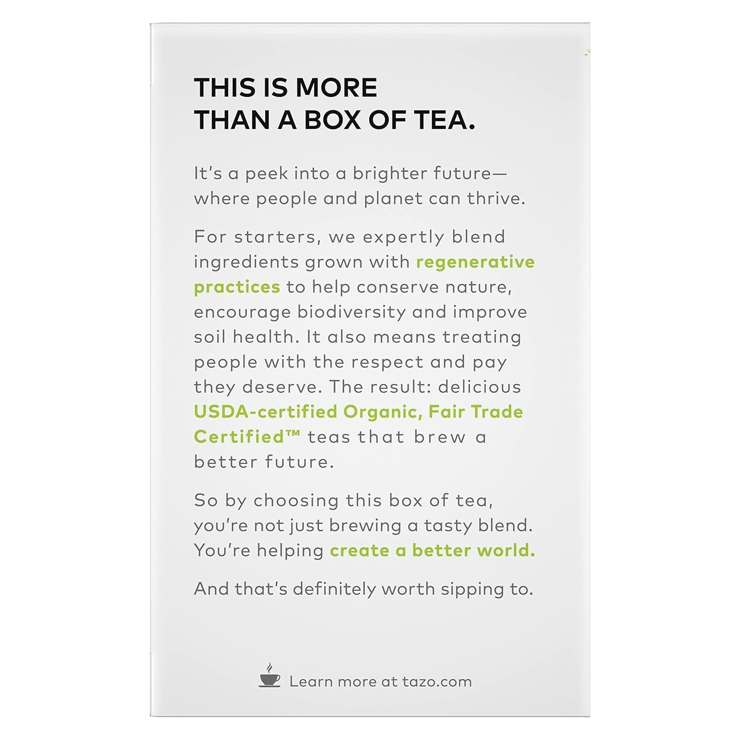 Tea Bags Green Tea Regenerative Organic Zen Tea 16 Count