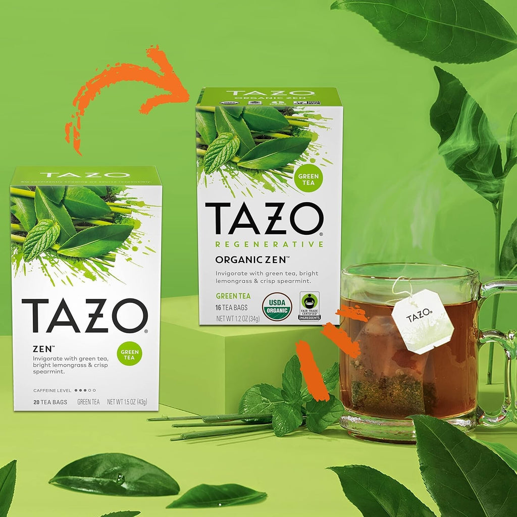 Tea Bags Green Tea Regenerative Organic Zen Tea 16 Count